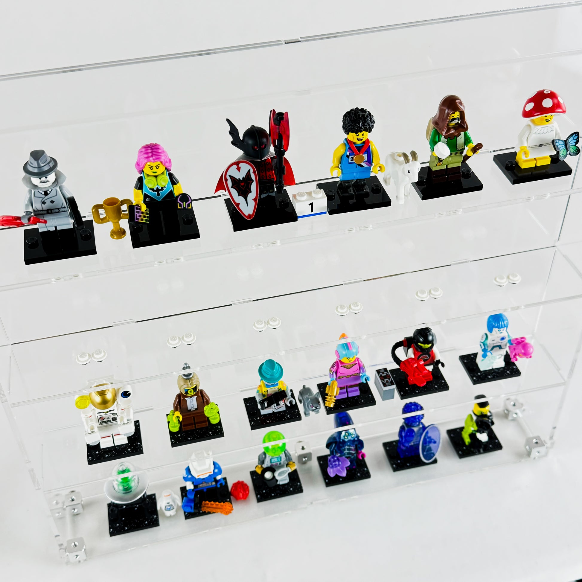 24 cmf minifigure lego display case wall mounted