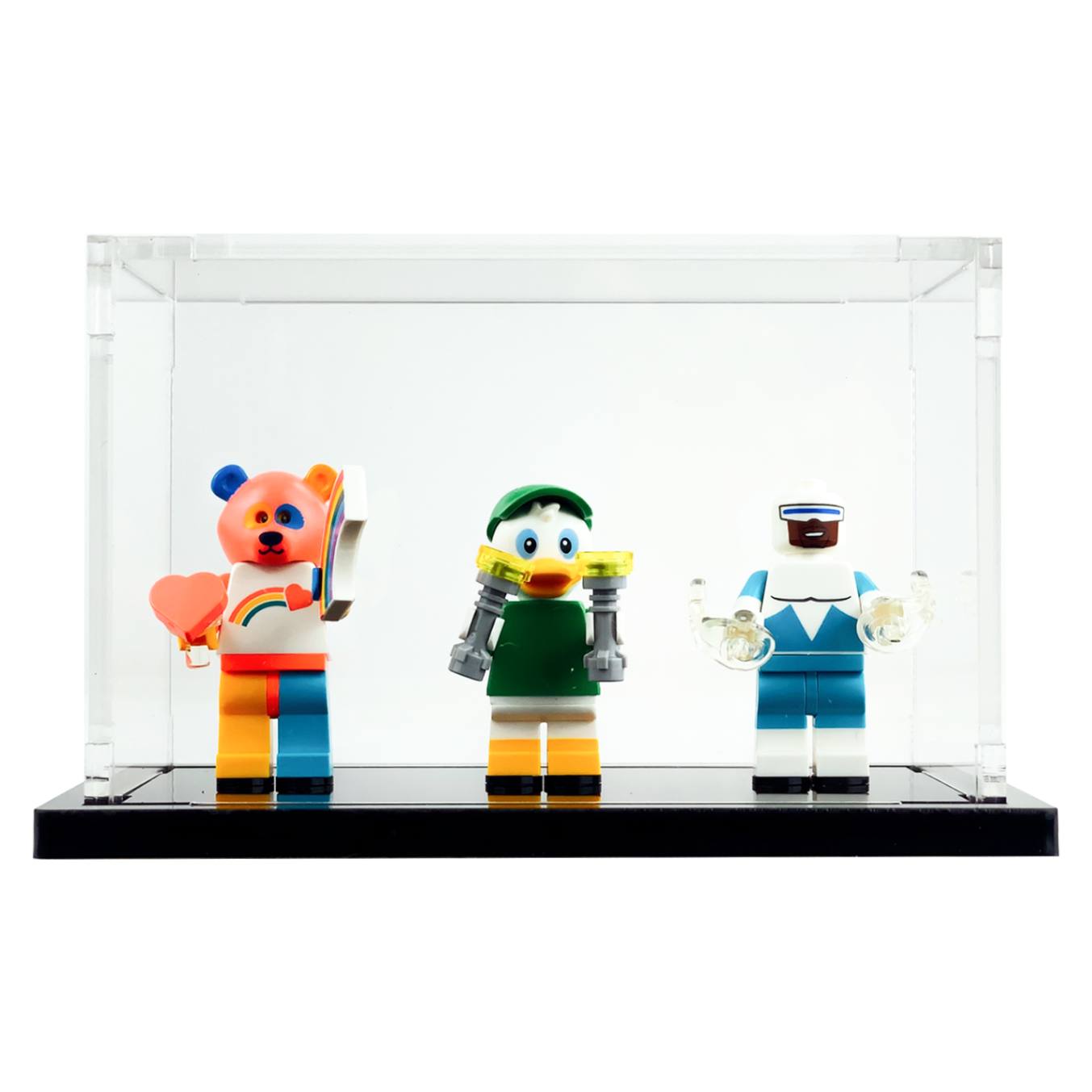 minifigure display case for 3 lego minifigures